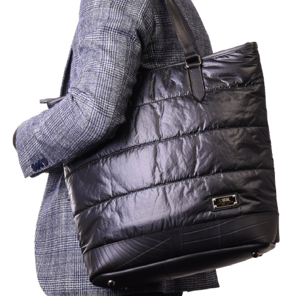 藤倉航装コラボ/縦長キルティングトートバッグ AIR MODEL -ブラック-1142【アウトレット製品】