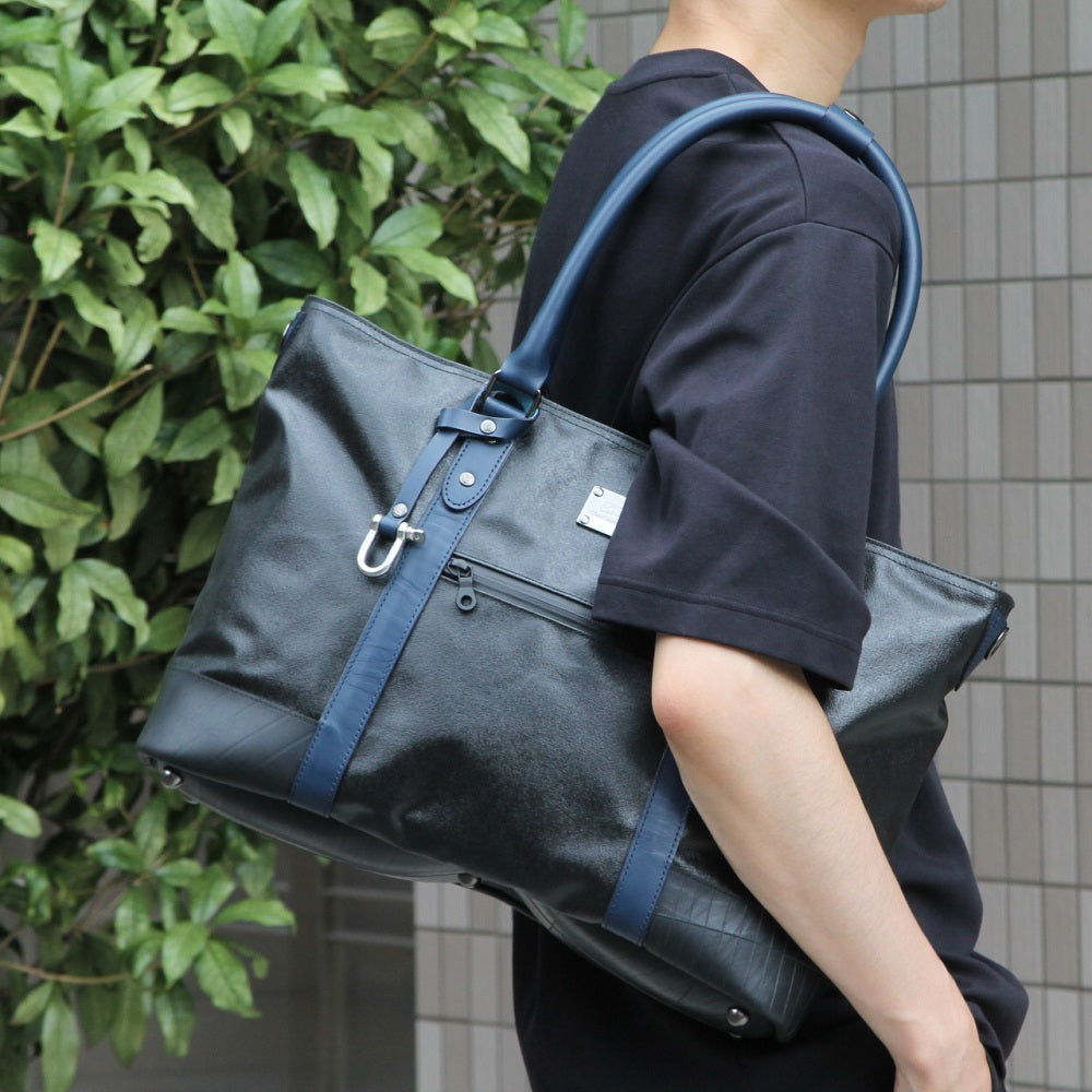 森野帆布コラボ/デザイナーズビジネスバッグ(ブラック×ネイビー)【表参道限定モデル】