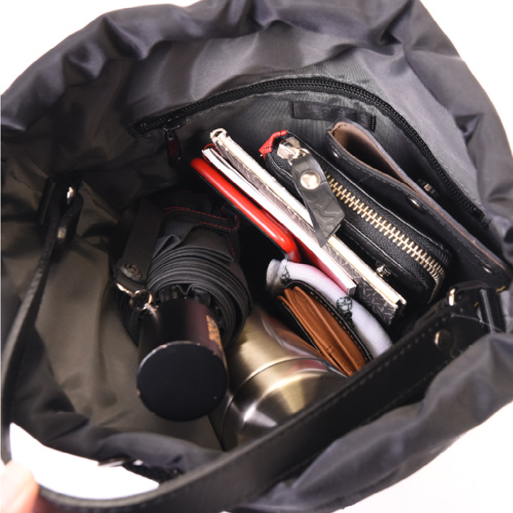 巾着バケットショルダーバッグ-ブラック-2060【アウトレット製品】