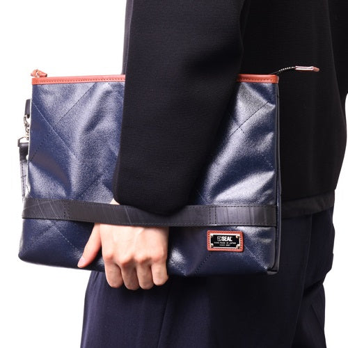 キルティングクラッチバッグ-ネイビー-1180【アウトレット製品】