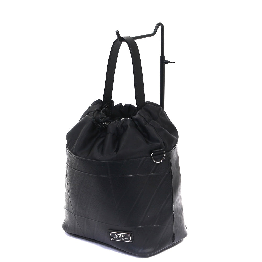 巾着バケットショルダーバッグ-ブラック-2060【アウトレット製品】