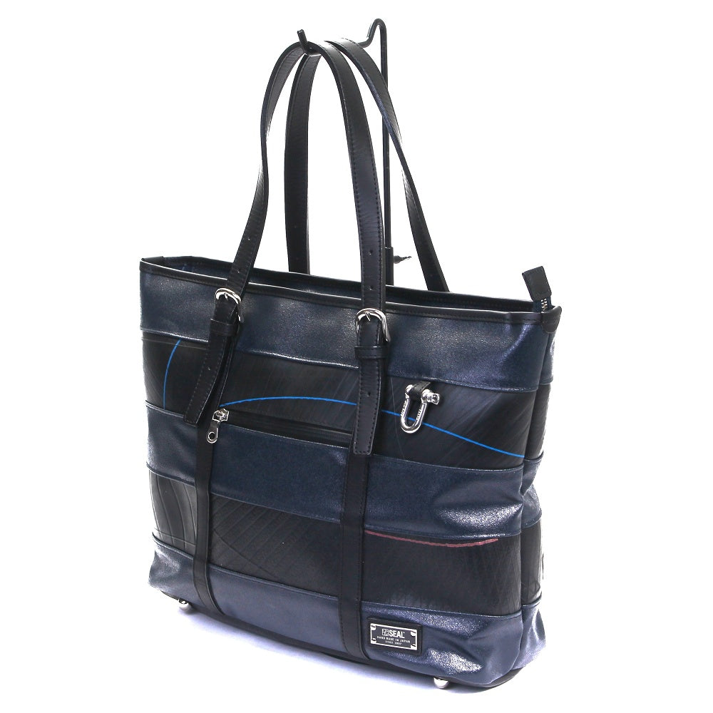 森野帆布コラボ／ボーダートートバッグ-ネイビー-2063【アウトレット製品】