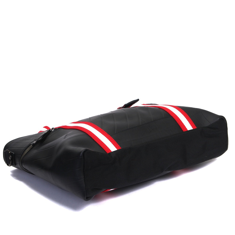 ストライプトートバッグ-レッド×ホワイト-2095【アウトレット製品】