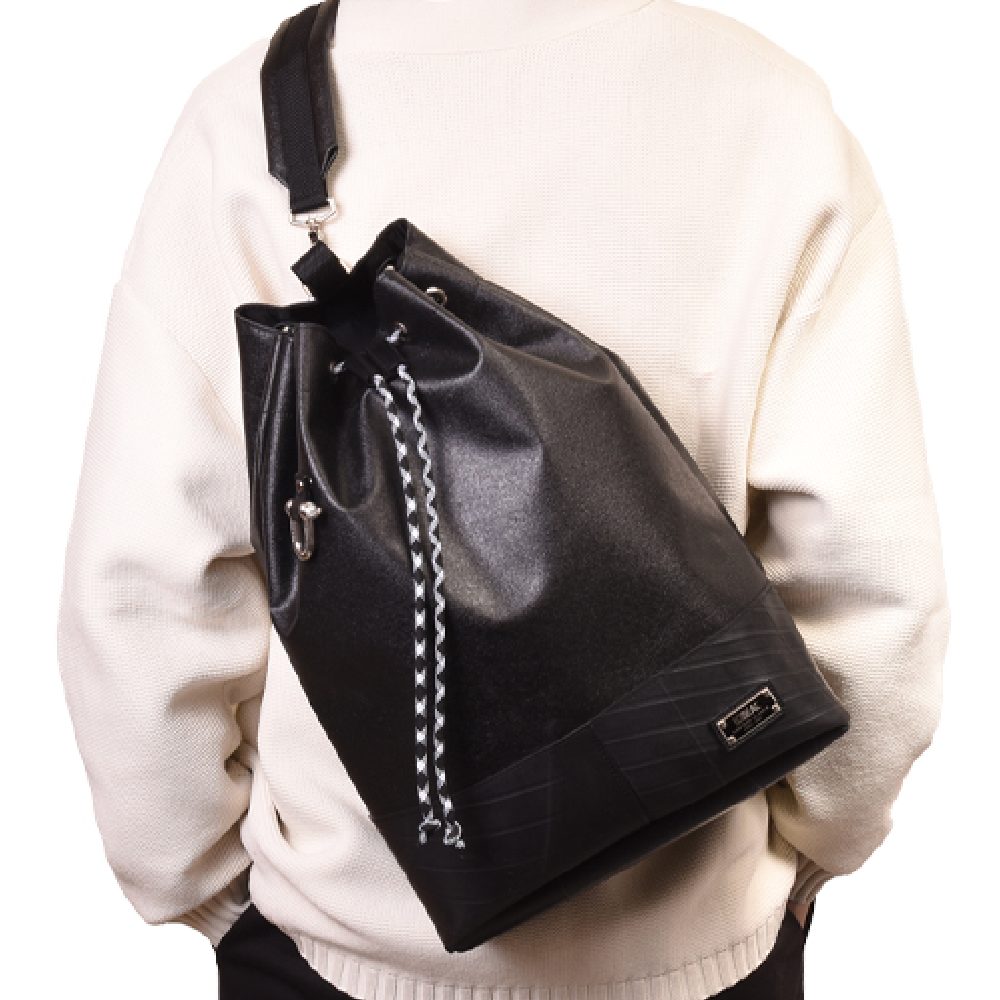 森野帆布コラボ／クロスボディリュックバッグ-ブラック-1189【アウトレット製品】